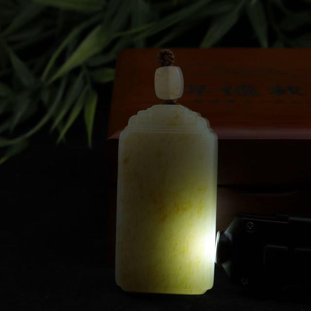 和田玉洒金皮无事牌挂坠（75.1g）