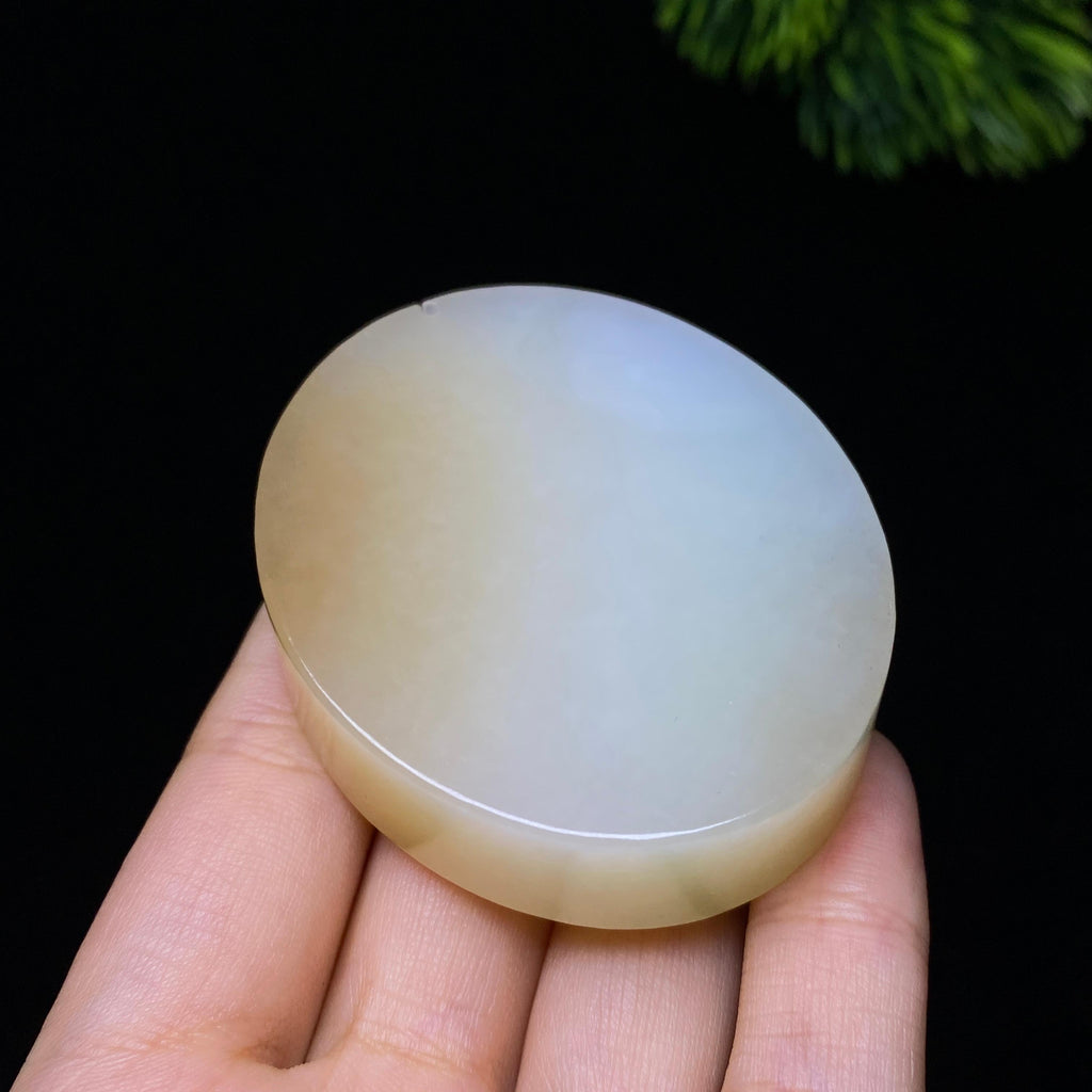 和田玉糖白贵妃手镯+镯心一套（50.8g）