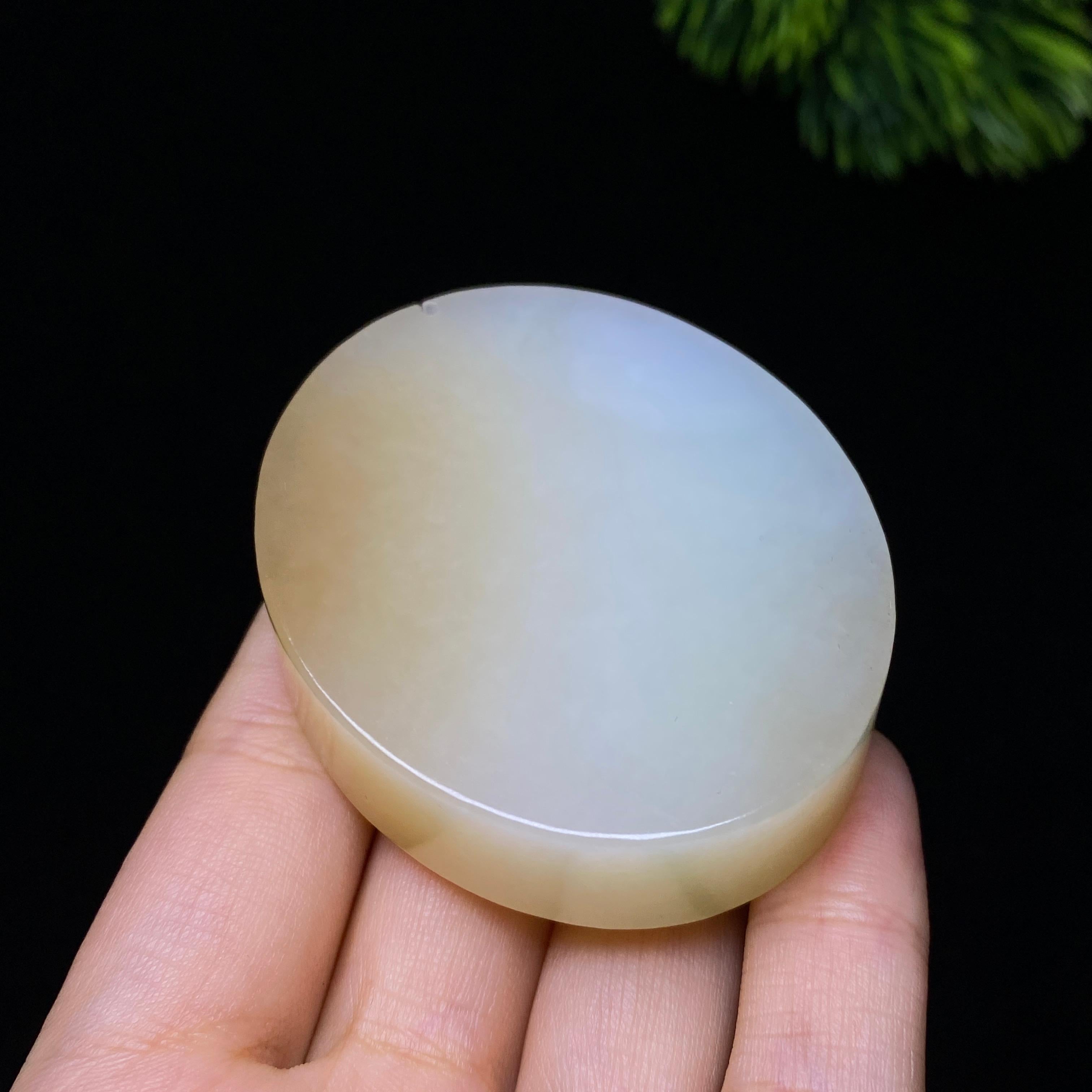 和田玉糖白贵妃手镯+镯心一套（50.8g）