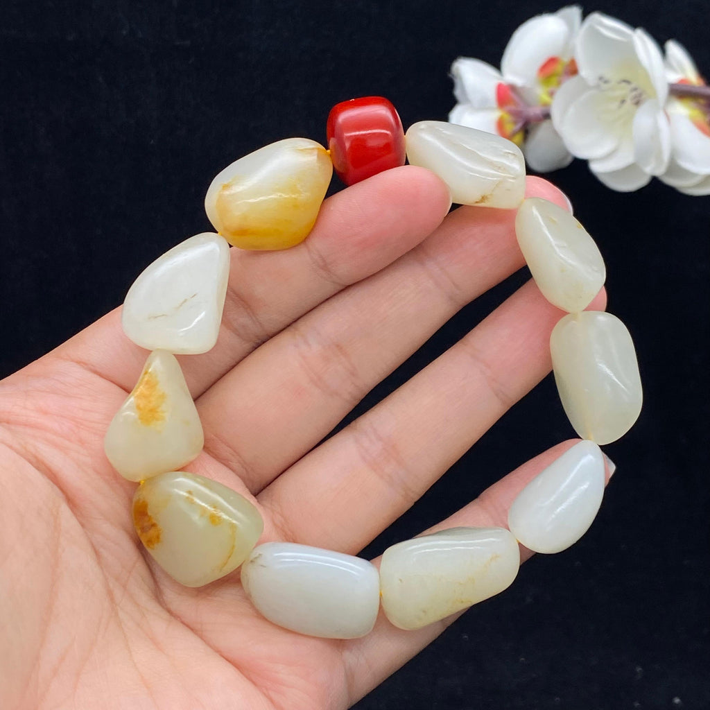 和田玉黄皮籽料【精品手串】（70.9g）