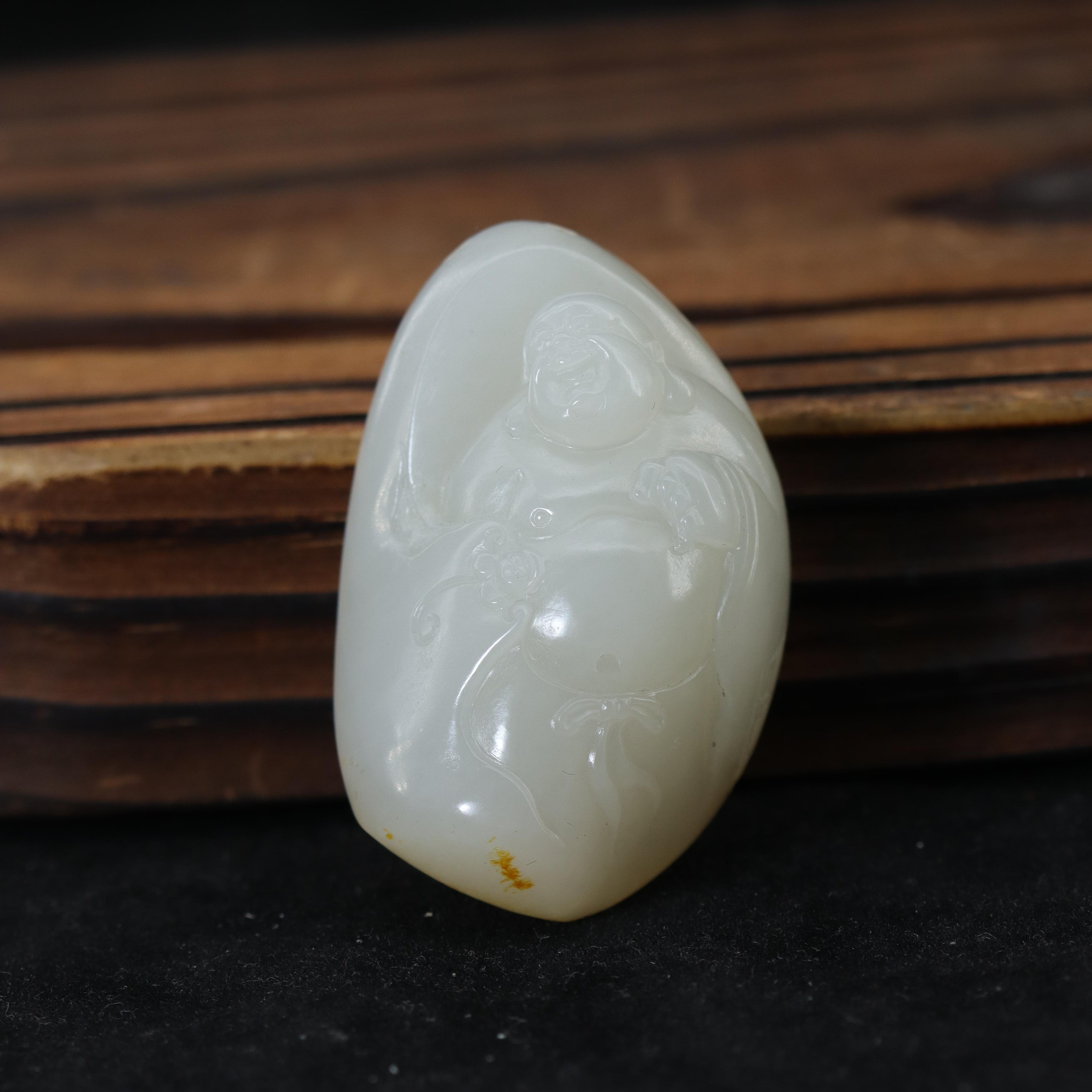 和田玉白玉弥勒佛挂坠（30.8g）