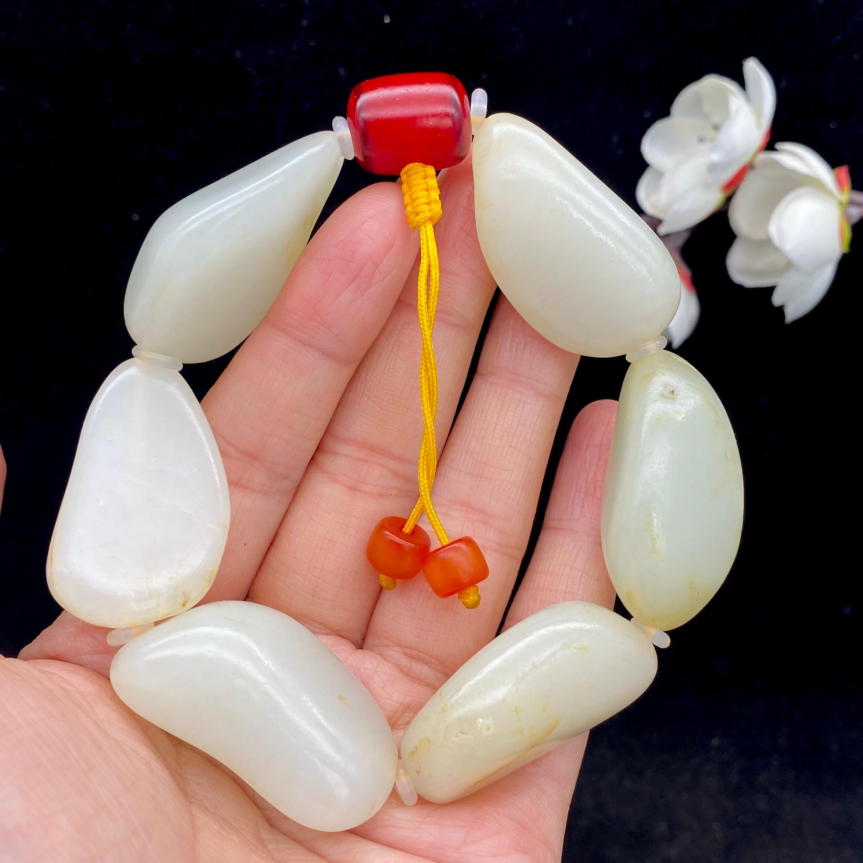 和田玉白玉籽料【精品手串】（98g）