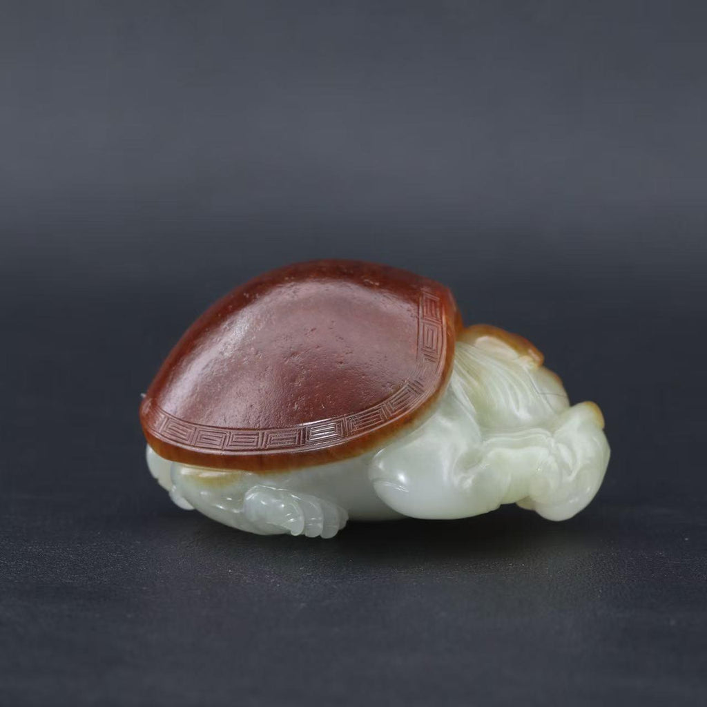 和田玉籽料红皮龙龟把件（50.7g）