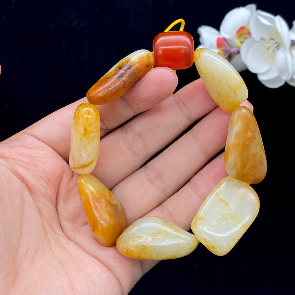 和田玉洒金皮籽料【精品手串】（81.1g）