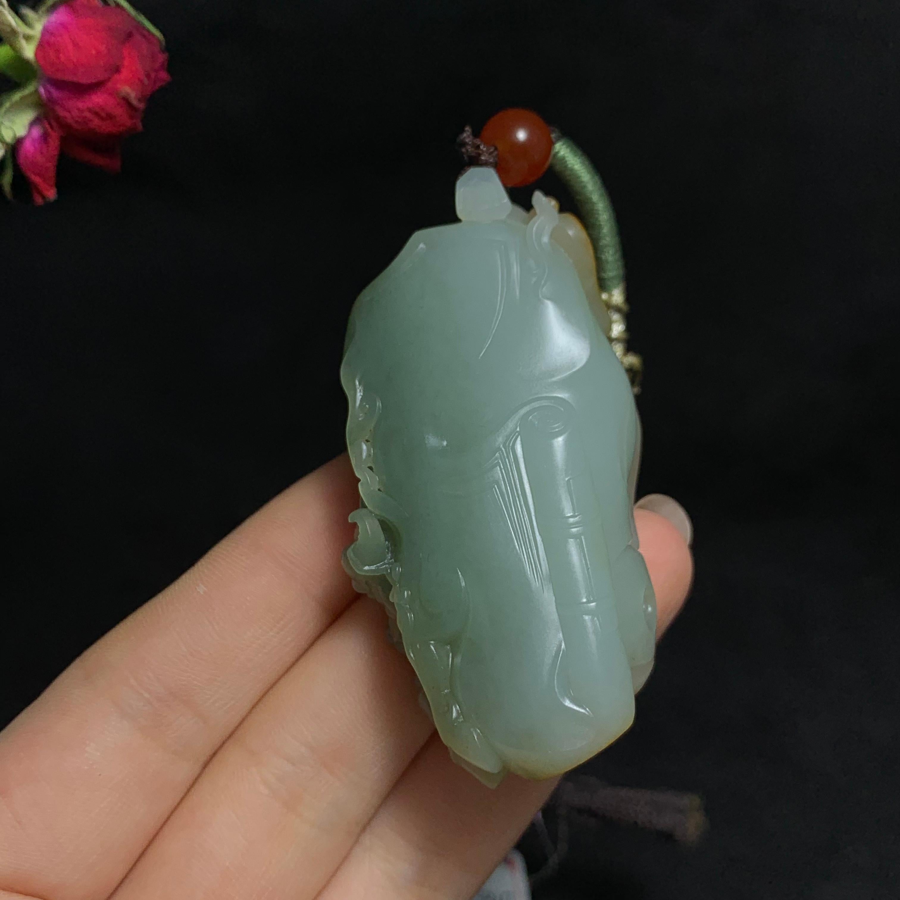 玉龙喀什河洒金皮籽料老子问经（62.8g）