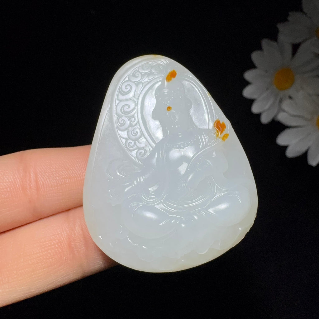 和田玉籽料羊脂白玉观音（39.7g）