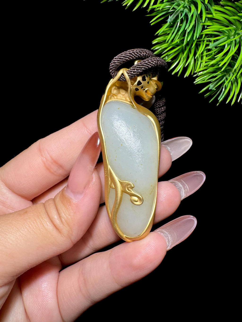 和田玉籽料金镶玉挂件（38.8g）