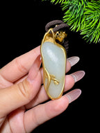 和田玉籽料金镶玉挂件（38.8g）