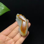 收藏级和田籽料聚红皮白玉貔貅手把件（67.5g）