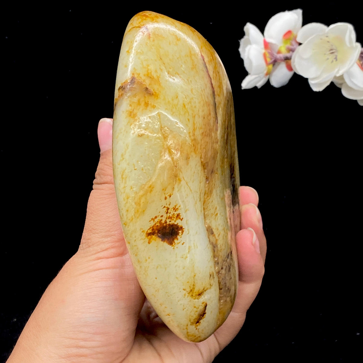 和田玉洒红皮籽料摆件（1176.4g）