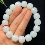 精品和田羊脂白玉老型珠手串（59.2g）