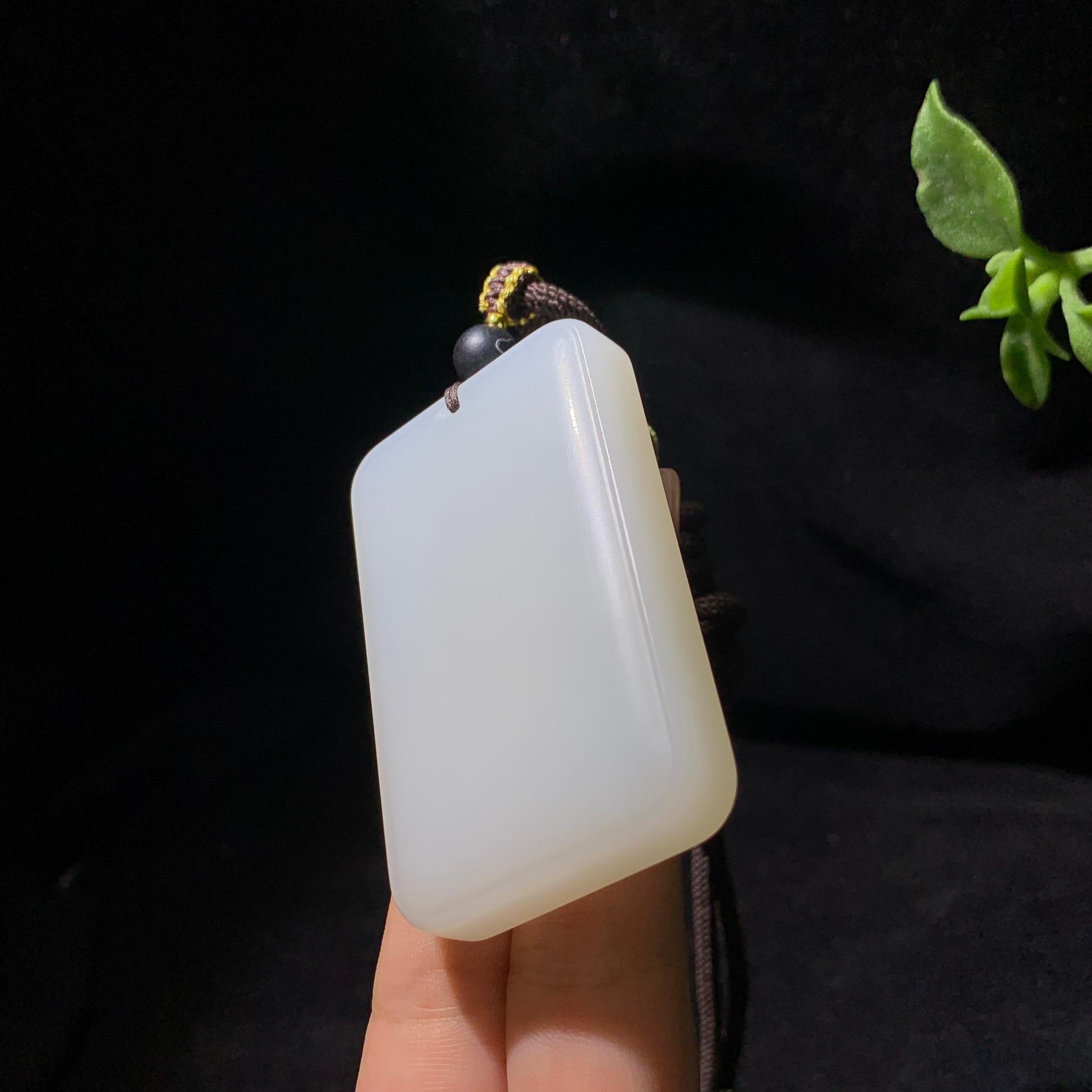 和田羊脂白玉平安无事牌（71.6g）