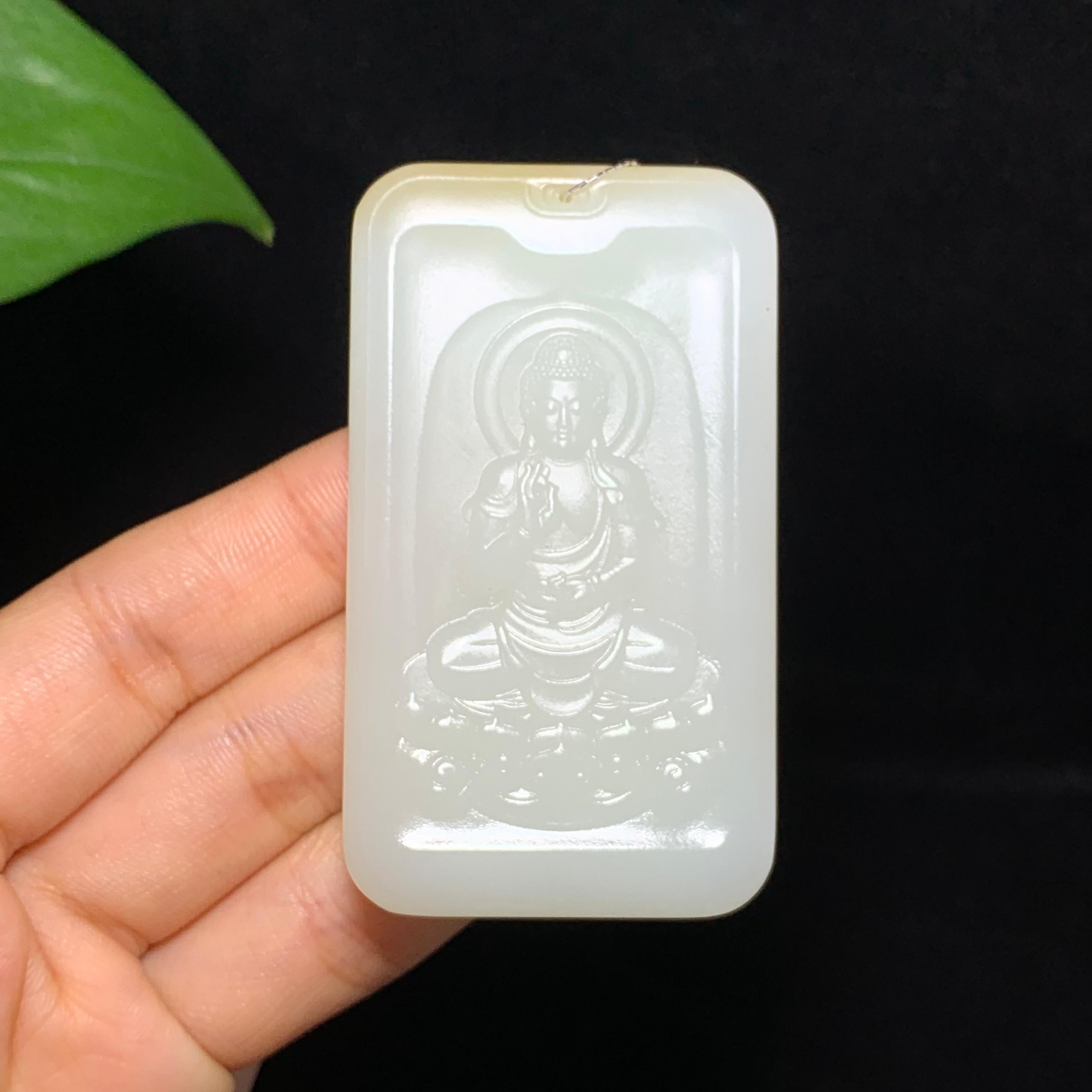 高品质新疆且末糖白玉阿弥陀佛挂件（58.6g）