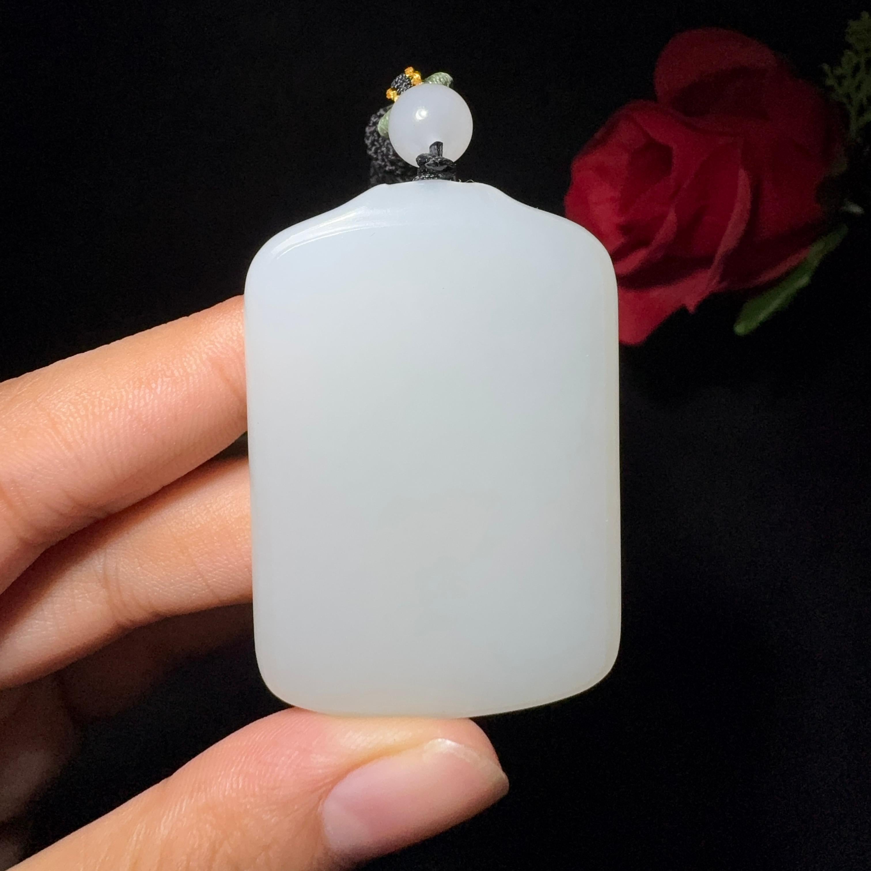 和田玉白玉平安无事牌（33.4g）