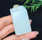 和田玉糖白羊脂白玉府上有龙平安无事牌（44.8g）