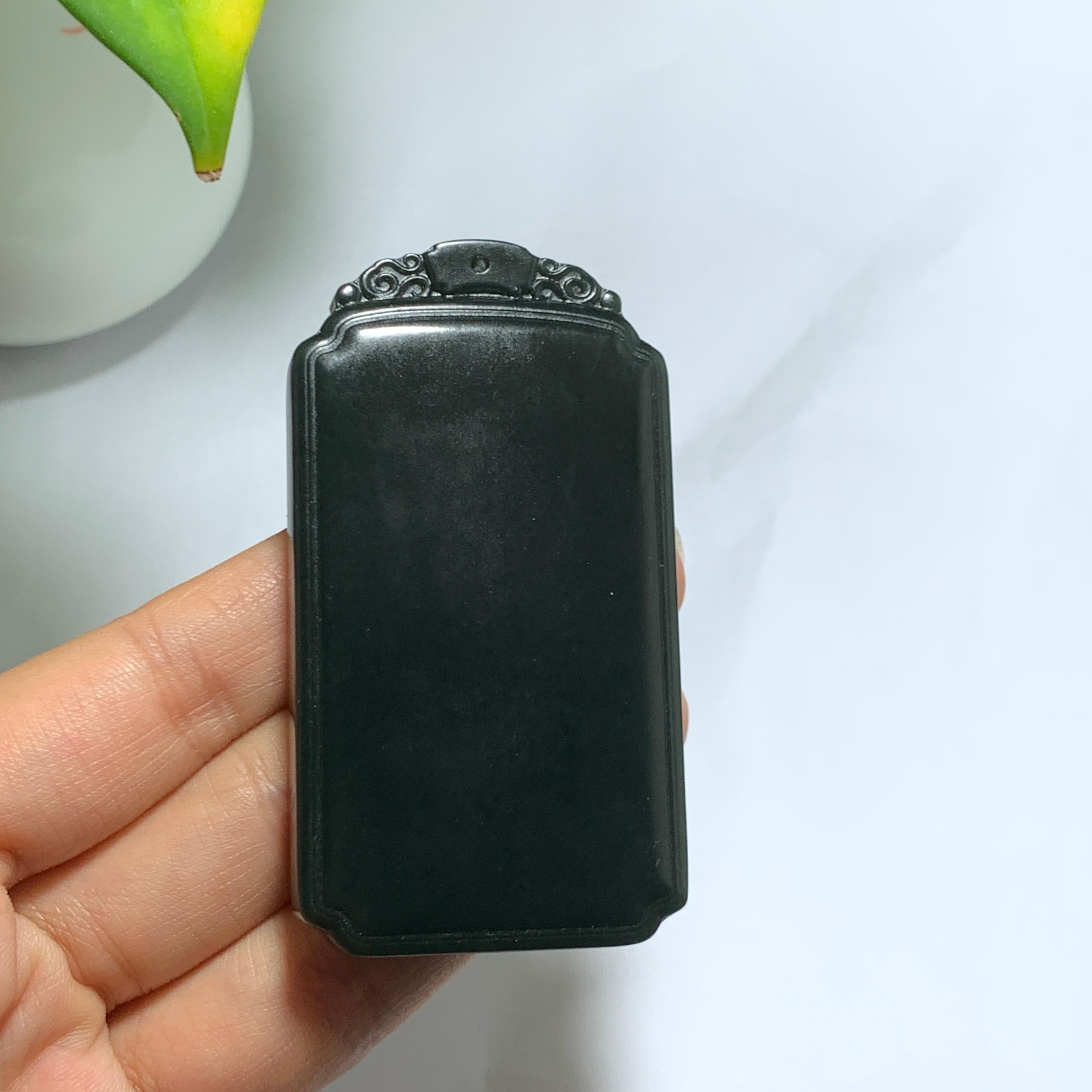 和田山料黑青无事牌挂件（72.9g）