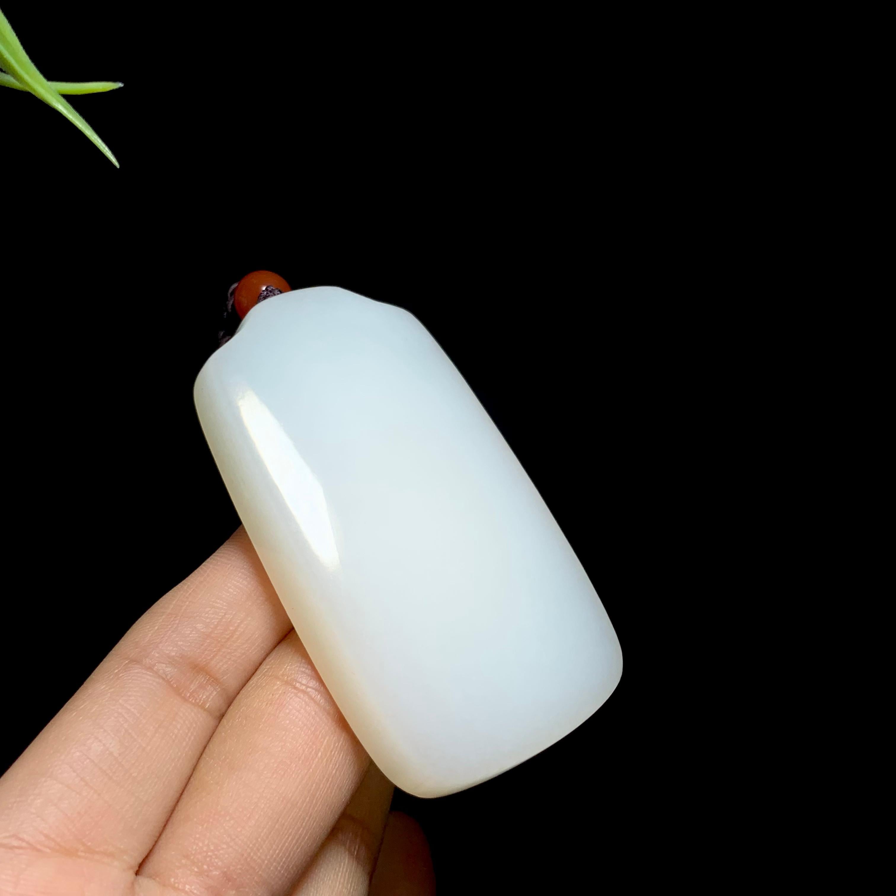 高品质和田羊脂白玉平安无事牌（73.8g）