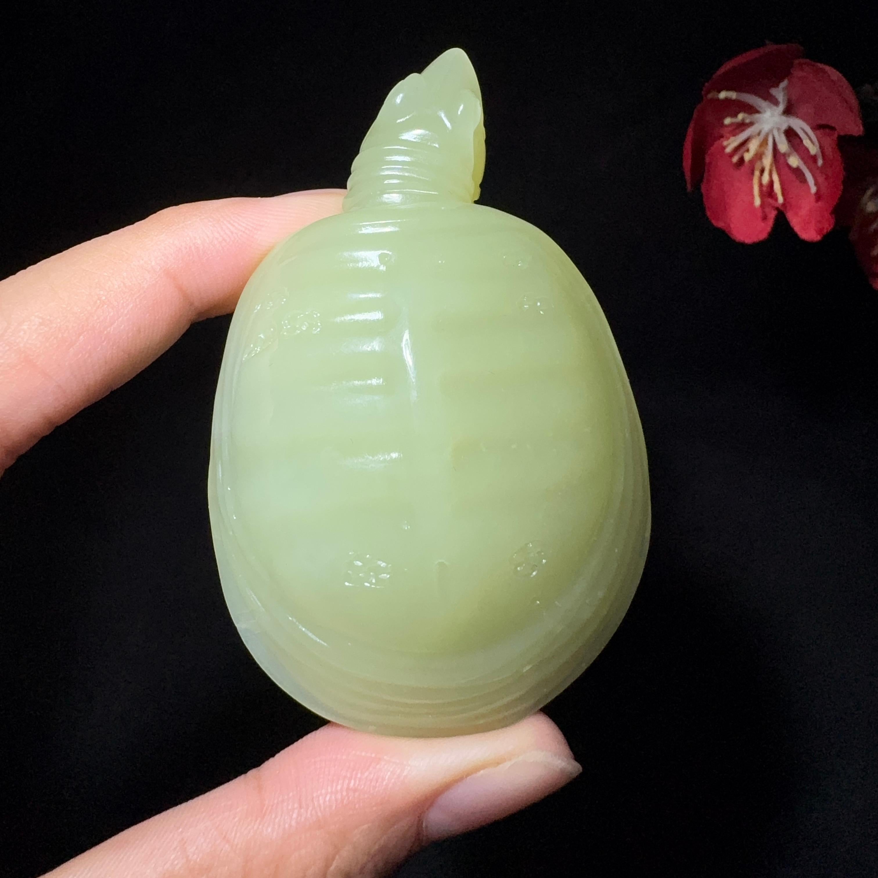 和田玉黄口龟手把件（78.7g）