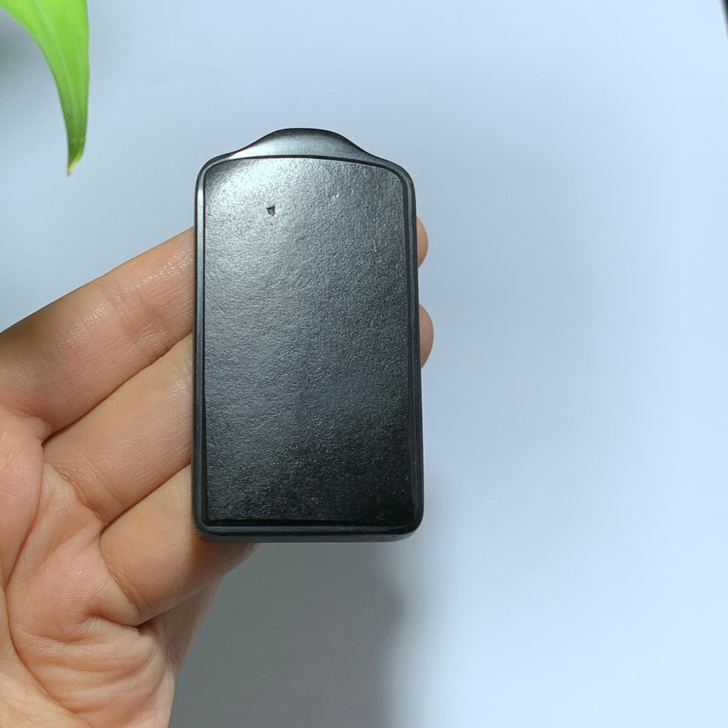 和田籽料黑青无事牌挂件（83.3g）