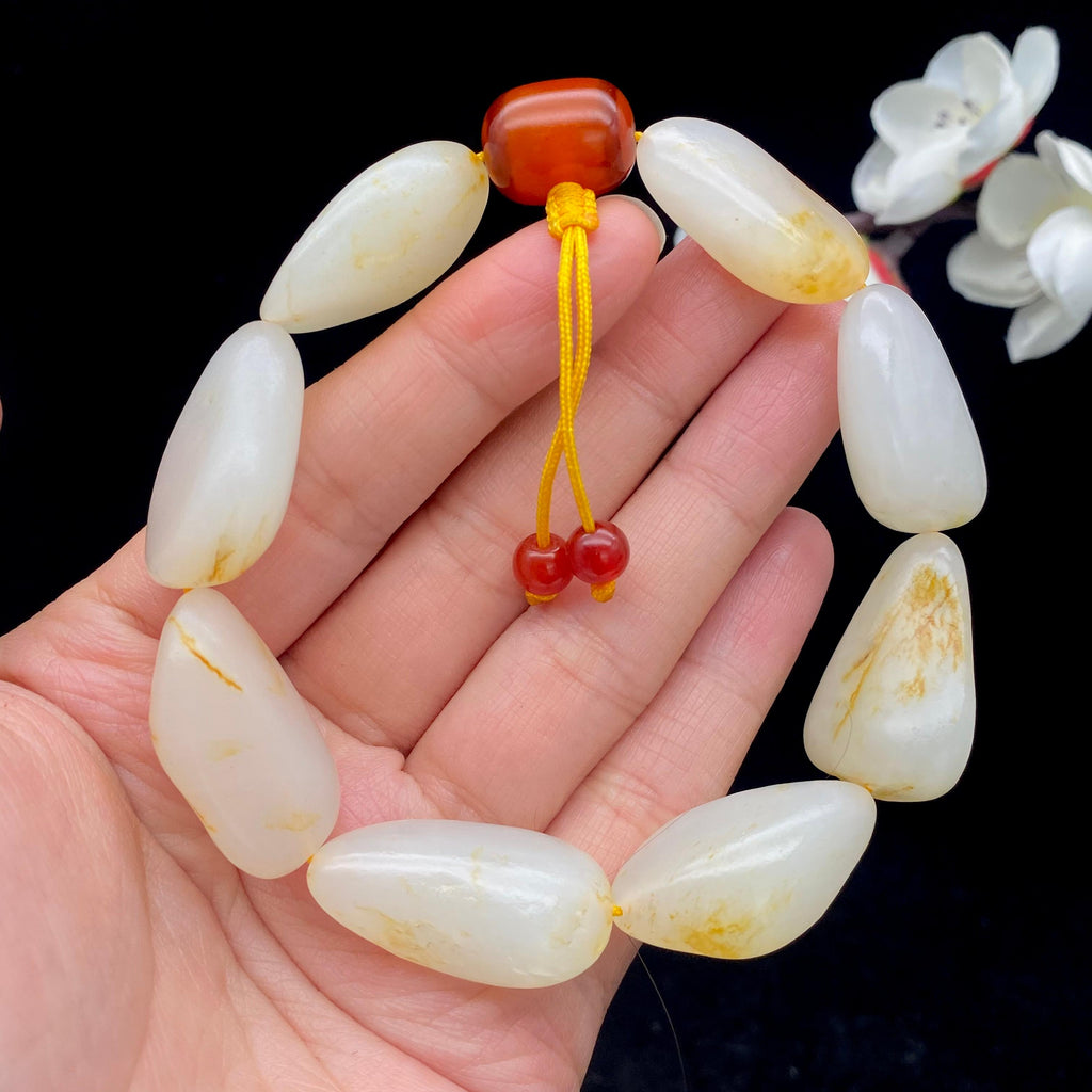 和田玉洒金皮籽料【精品手串】（57.3g）