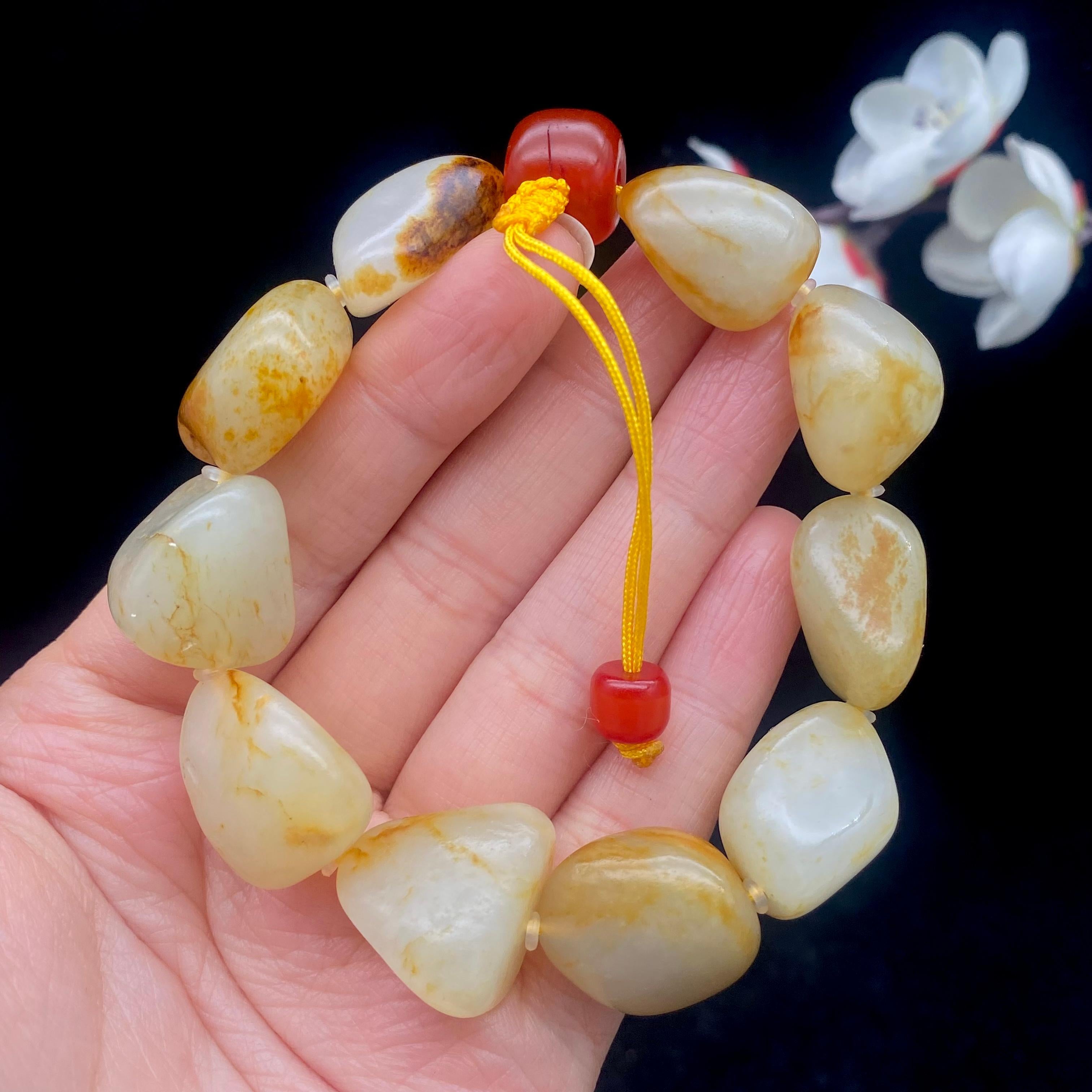 和田玉洒金皮籽料【精品手串】（62.3g）