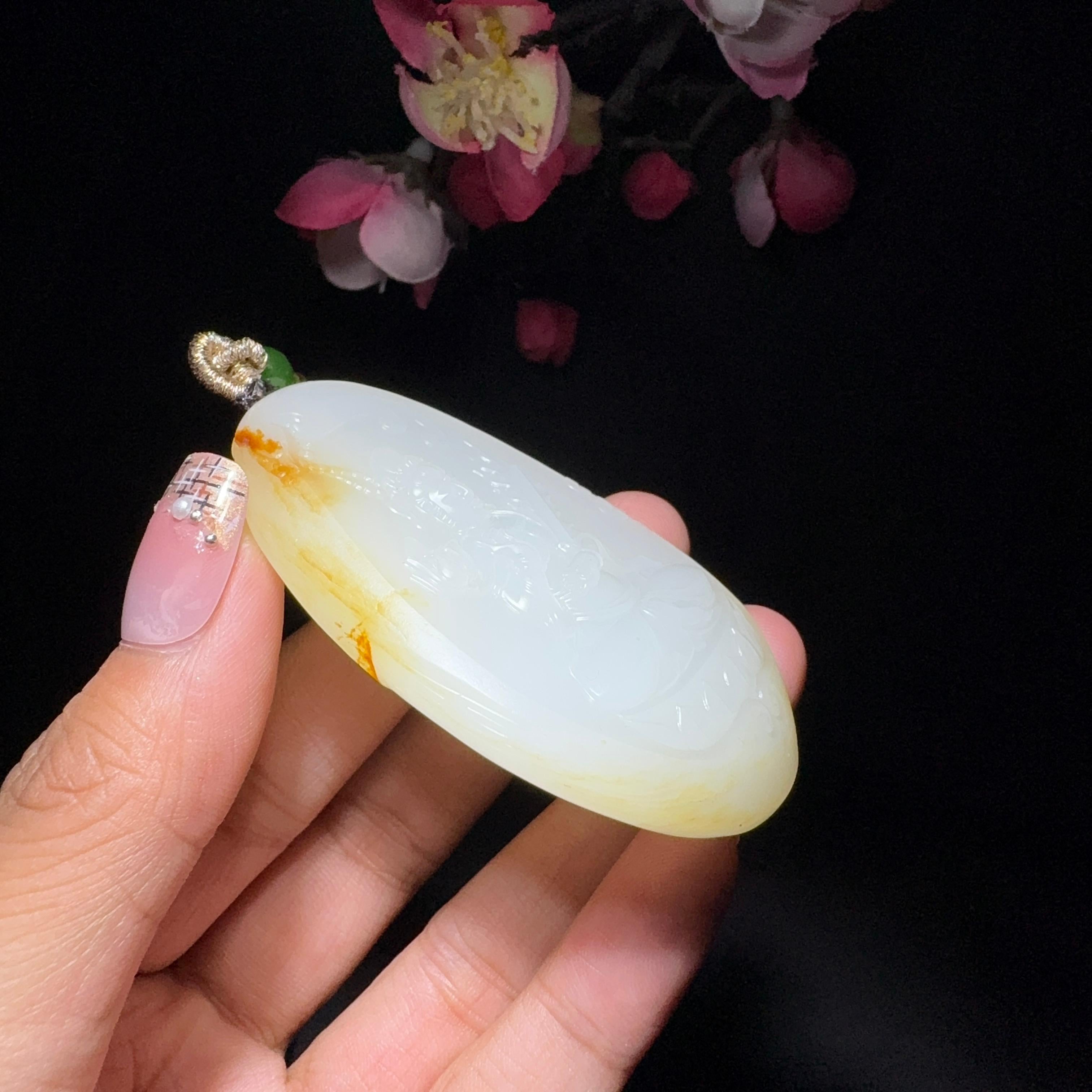 和田玉籽料大势至菩萨（55.0g）