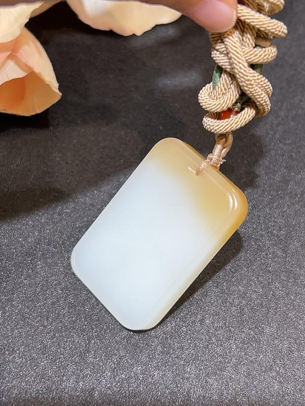 和田玉且末料糖白平安无事牌（36.0g）