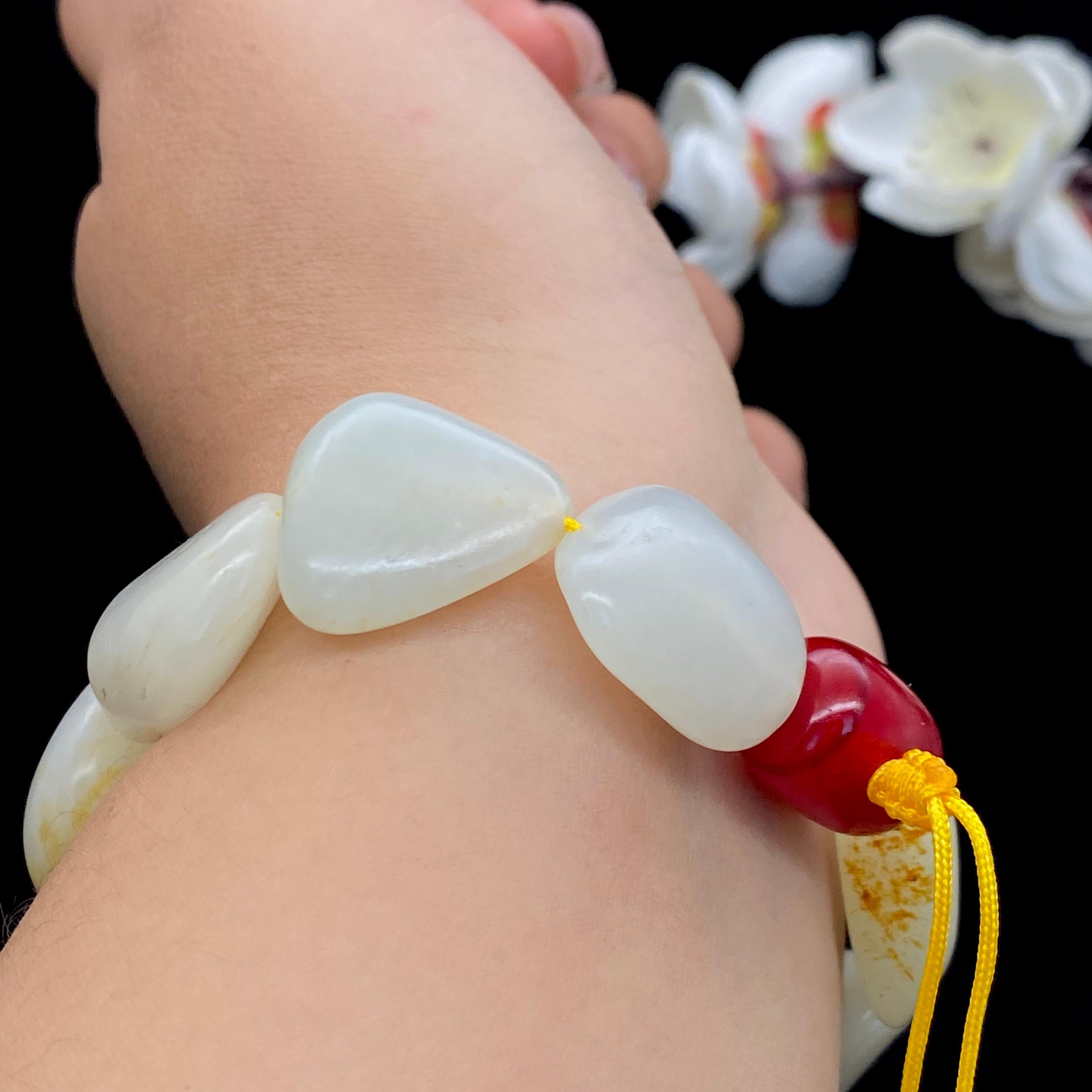 和田玉洒金皮【精品手串】（57.3g）