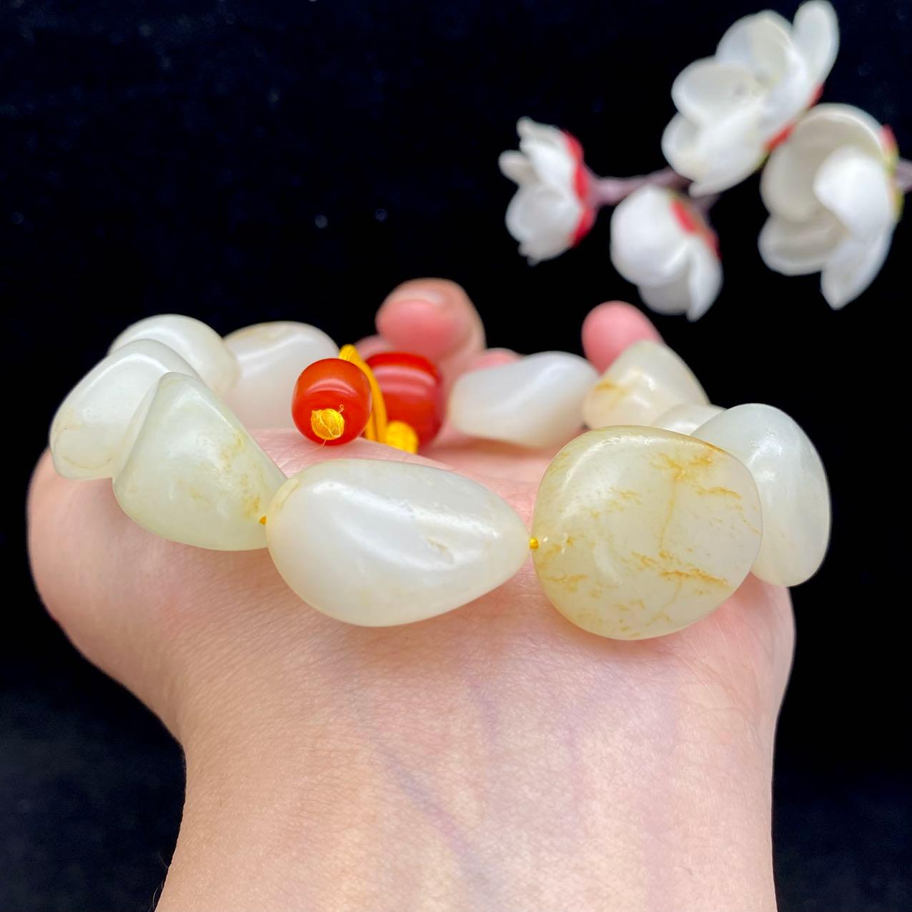 和田玉洒金皮籽料【精品手串】（74.2g）