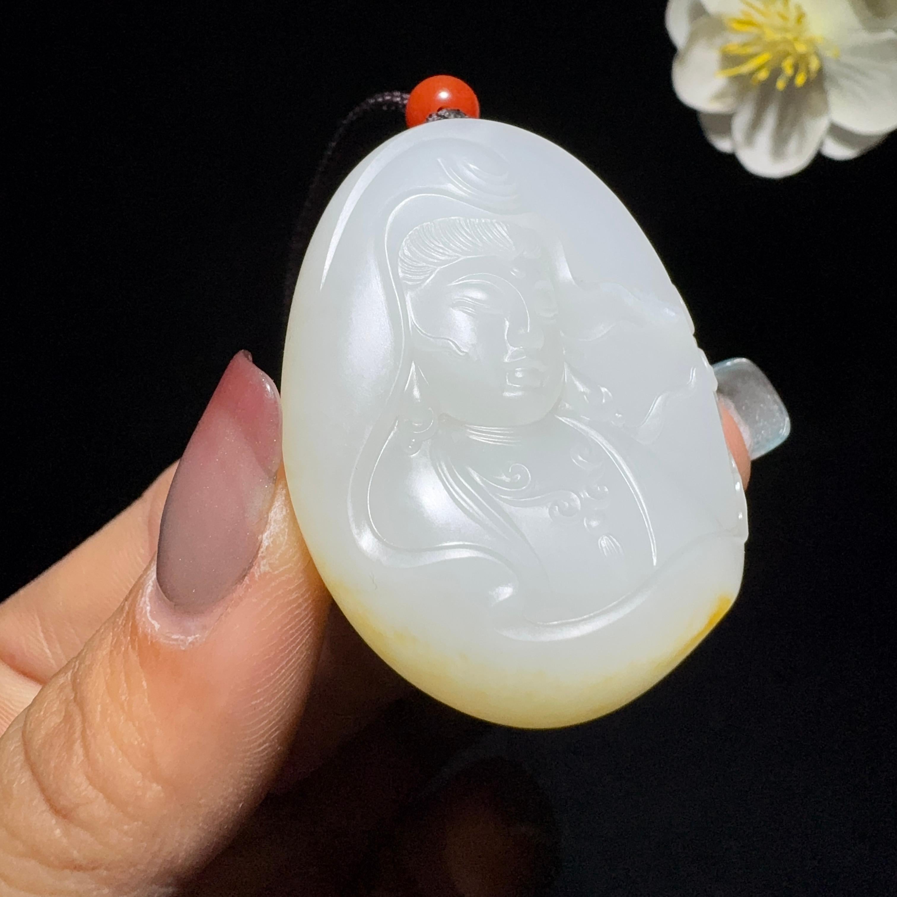 和田玉籽料观音挂件（43.2g）