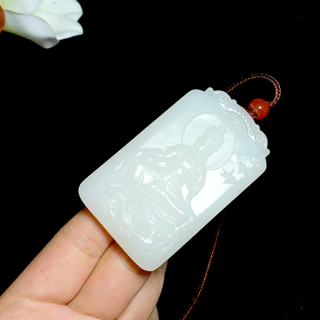 和田白玉普贤菩萨挂件（66.5g）
