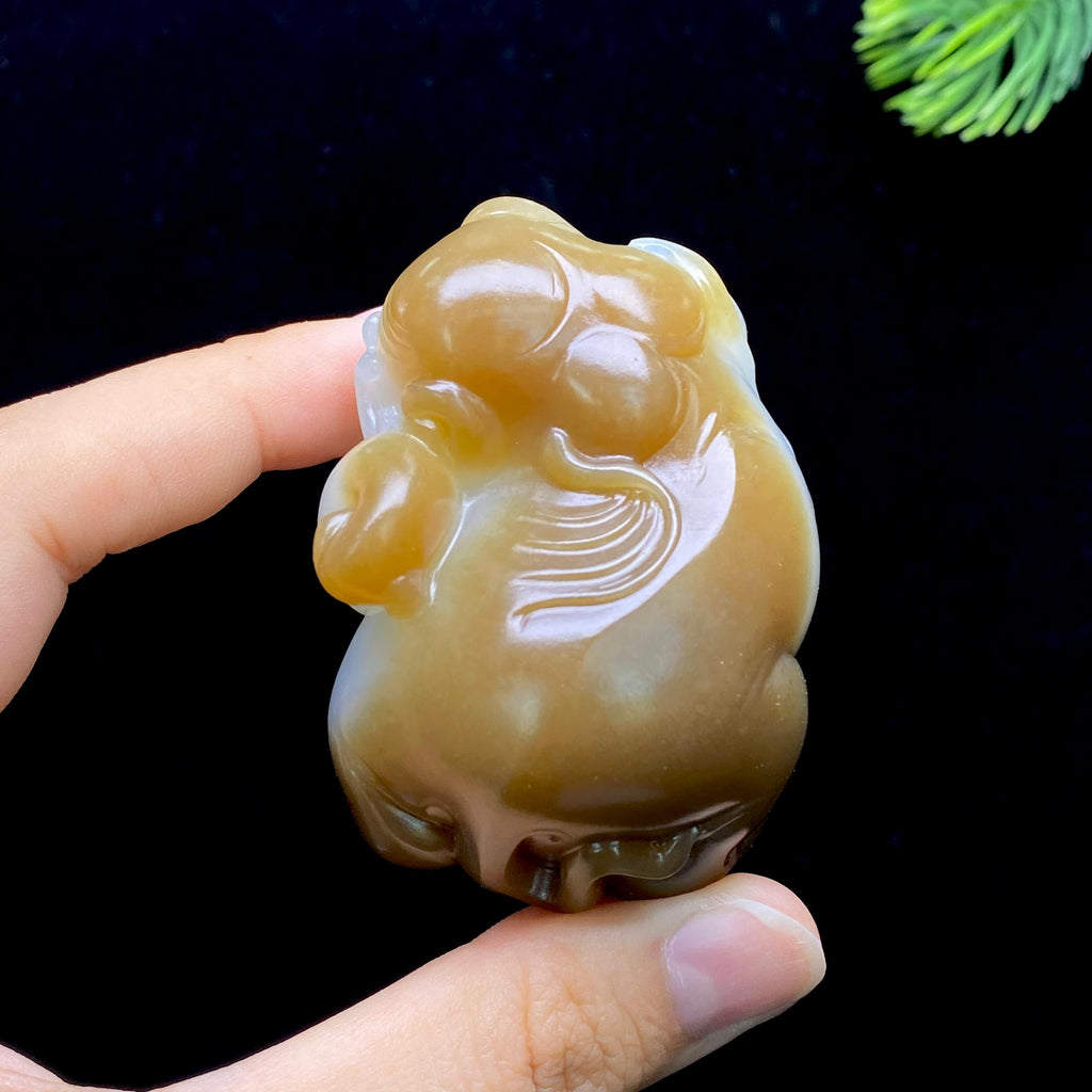 和田玉糖白玉大象手把件（145.8g）