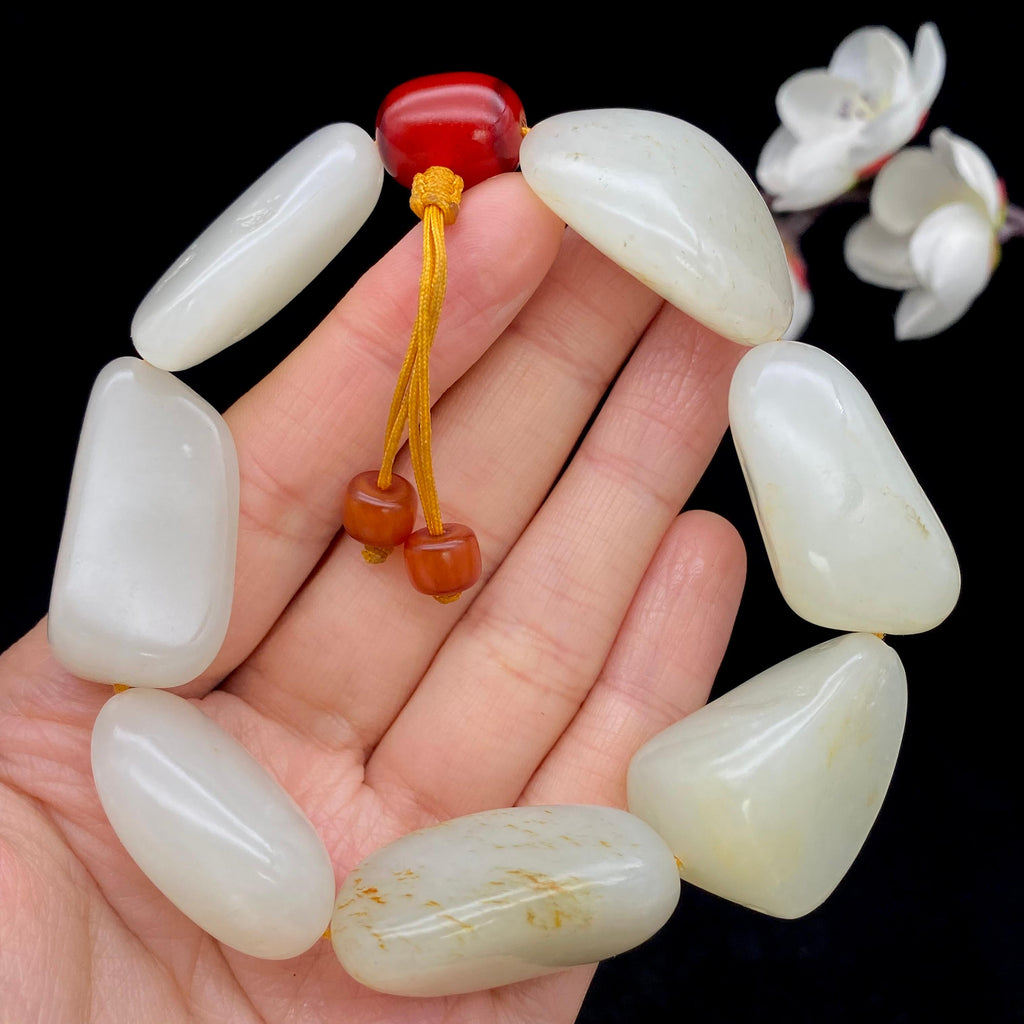和田玉洒金皮籽料【精品手串】（94.9g）
