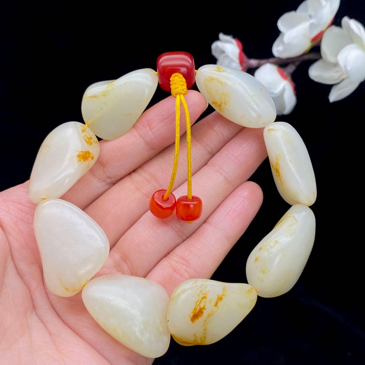 和田玉洒金皮【精品手串】（84.3g）