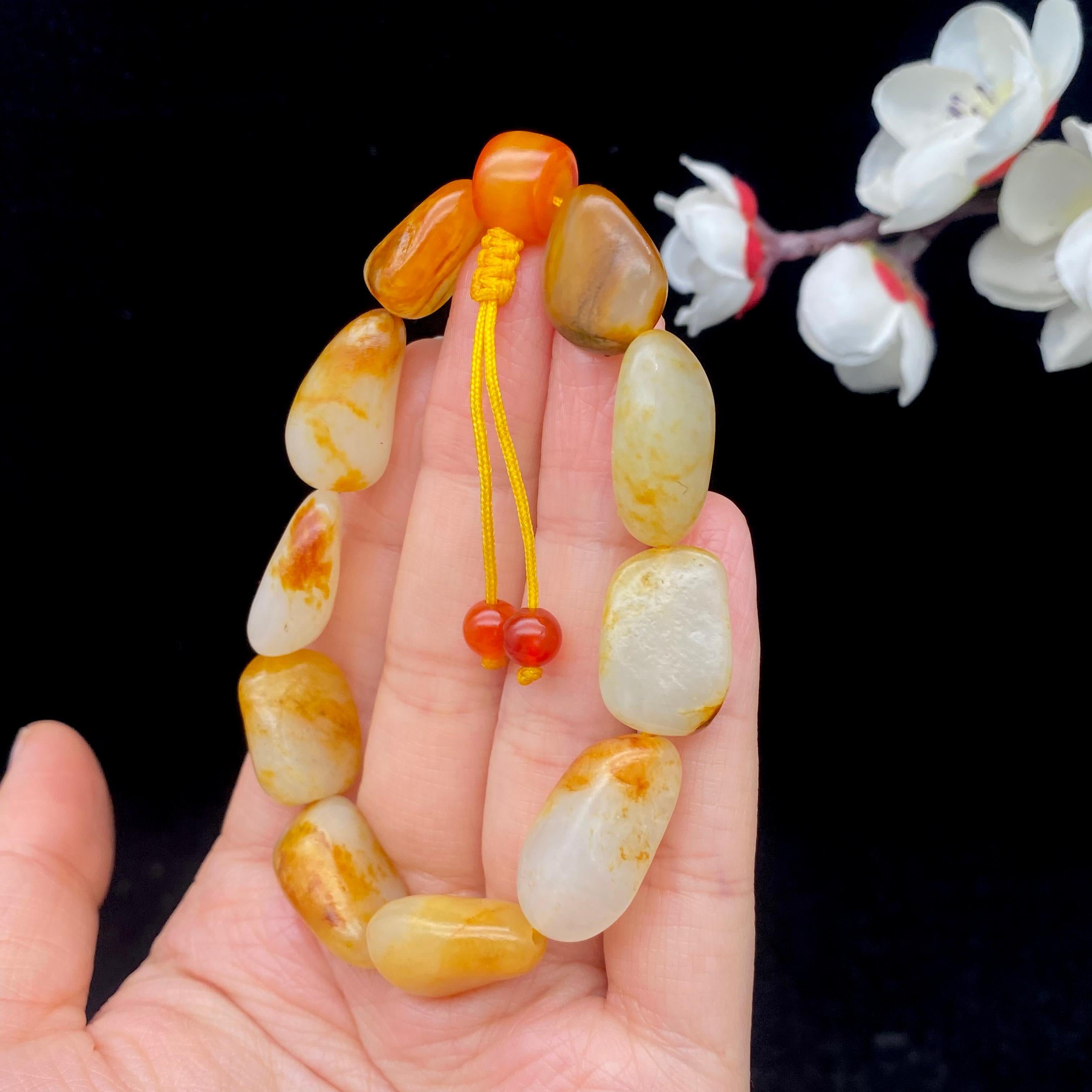 和田玉洒金皮籽料【精品手串】（35.8g）