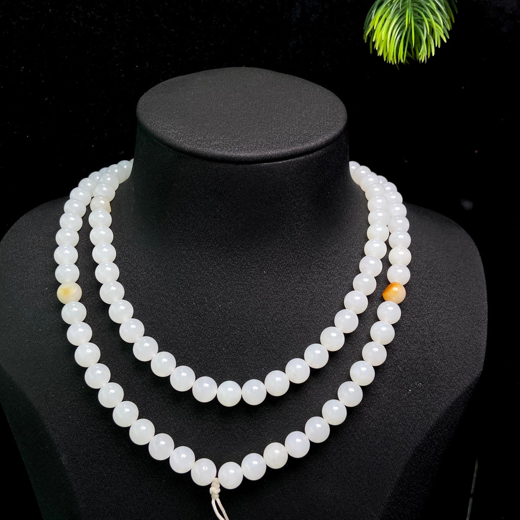 和田玉籽料圆珠项链（87.7g）