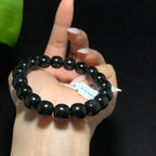 和田籽料黑青老型珠手串（43.9g）