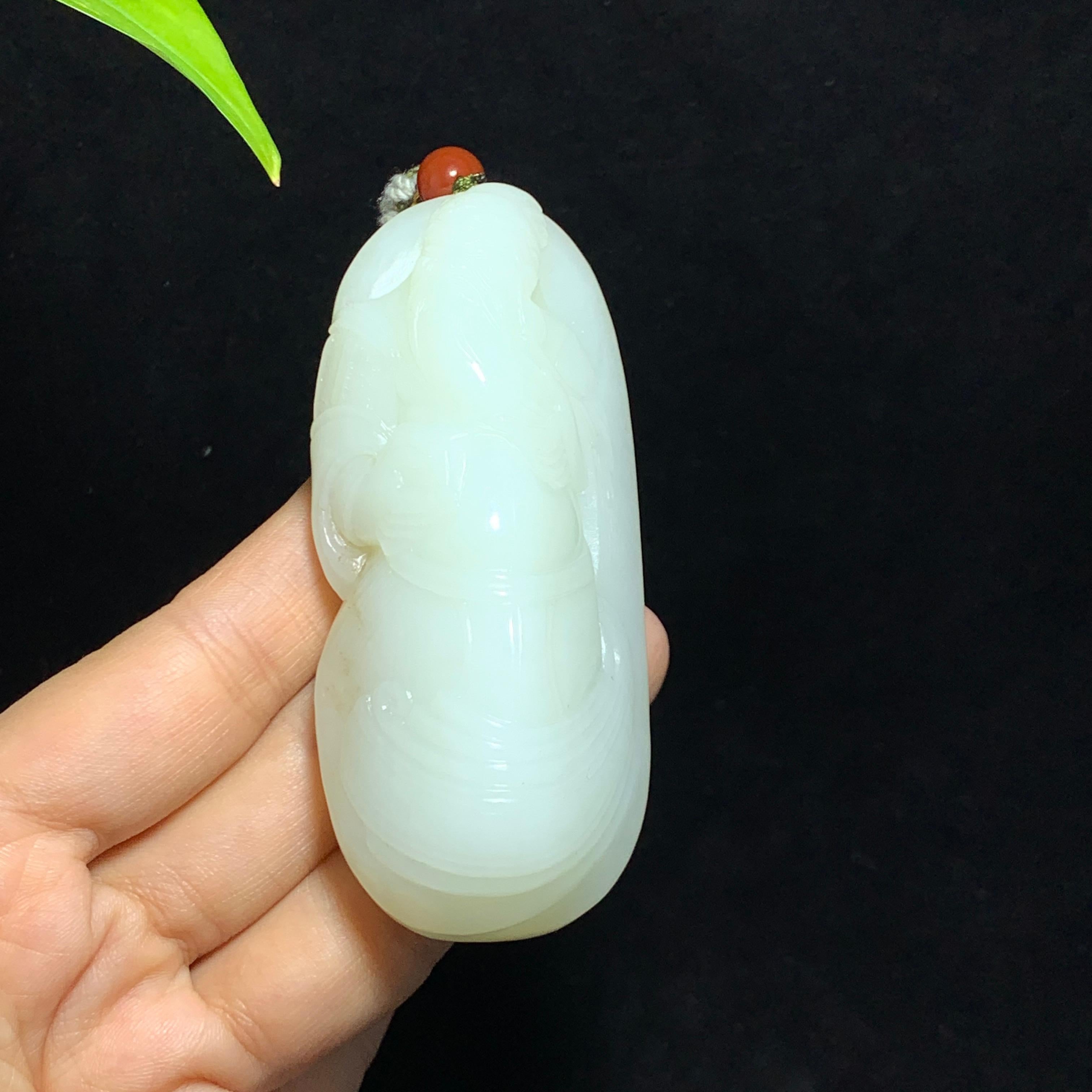和田白玉关公手把件（132.0g）