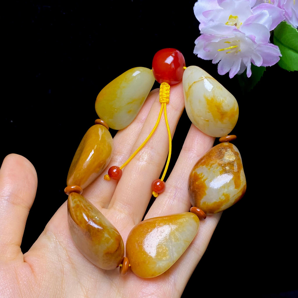 和田玉黄沁皮籽料手串（109.36g）