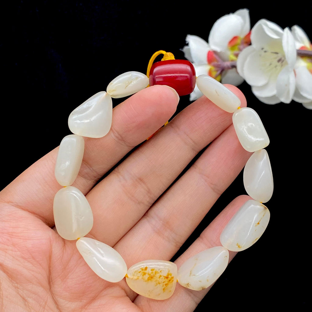 和田玉洒金皮籽料【精品手串】（30.8g）