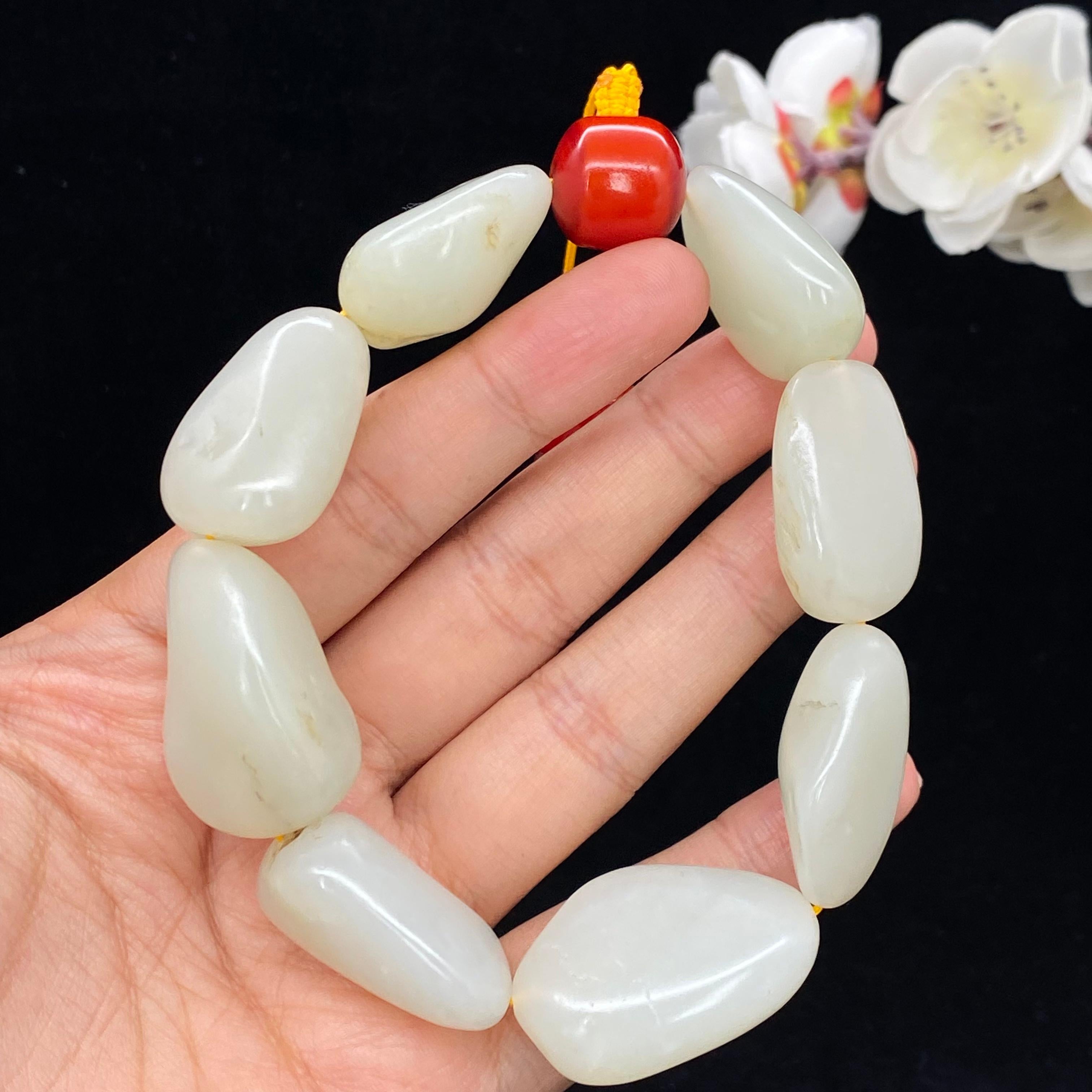和田玉白玉籽料【精品手串】（96.4g）