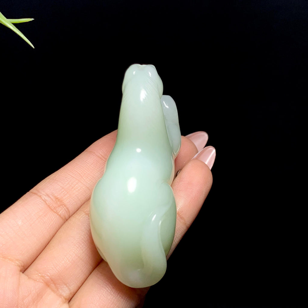 和田玉满翠马到成功手把件（69.3g）