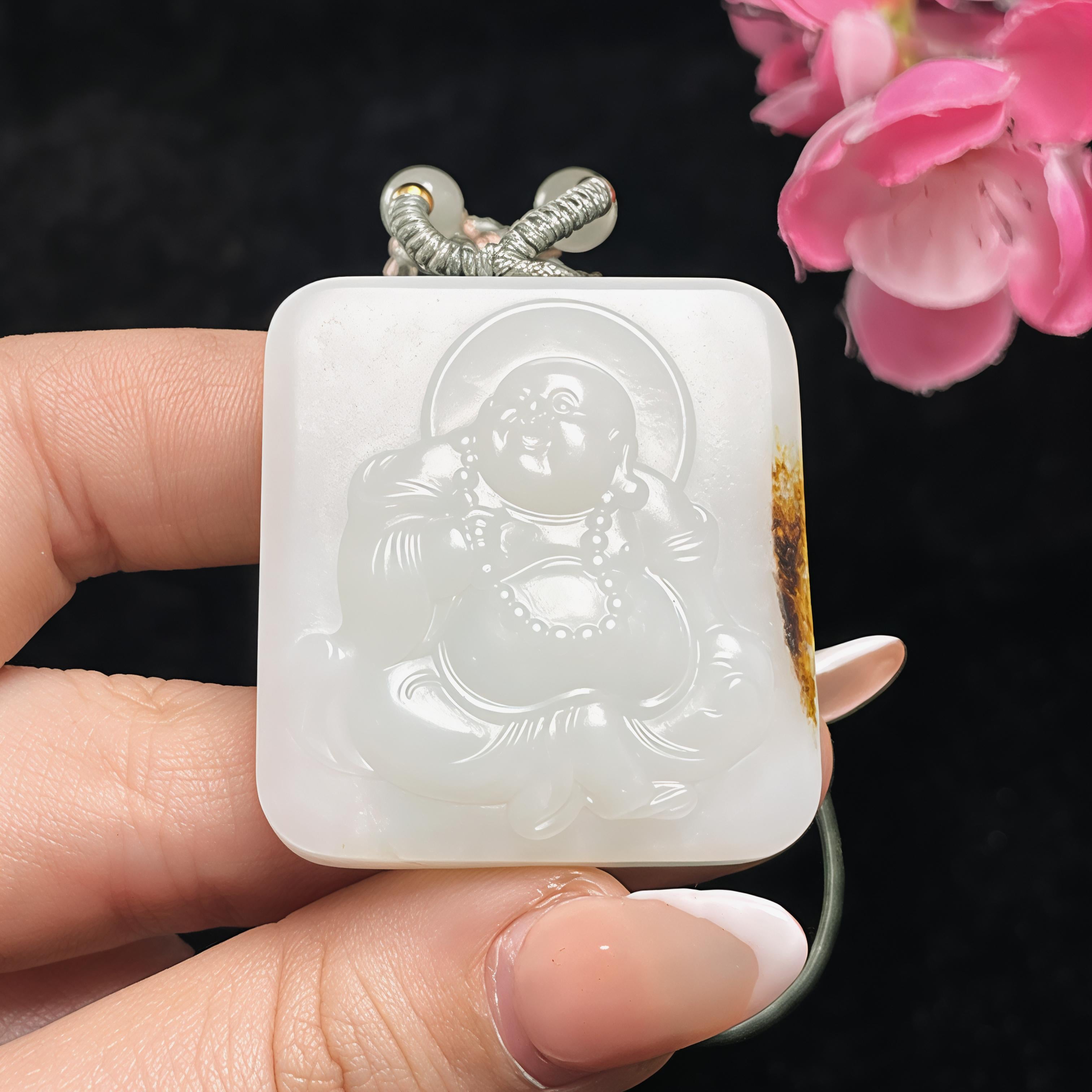 和田玉籽料羊脂白玉佛牌子（37.3g）