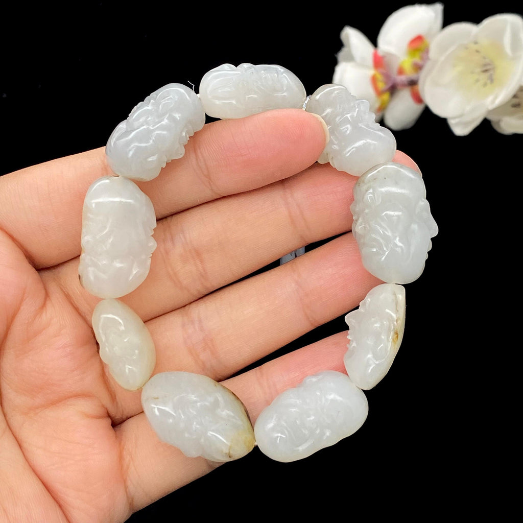 和田玉-秋梨皮籽料【罗汉】手串T2607133002（50.0g）