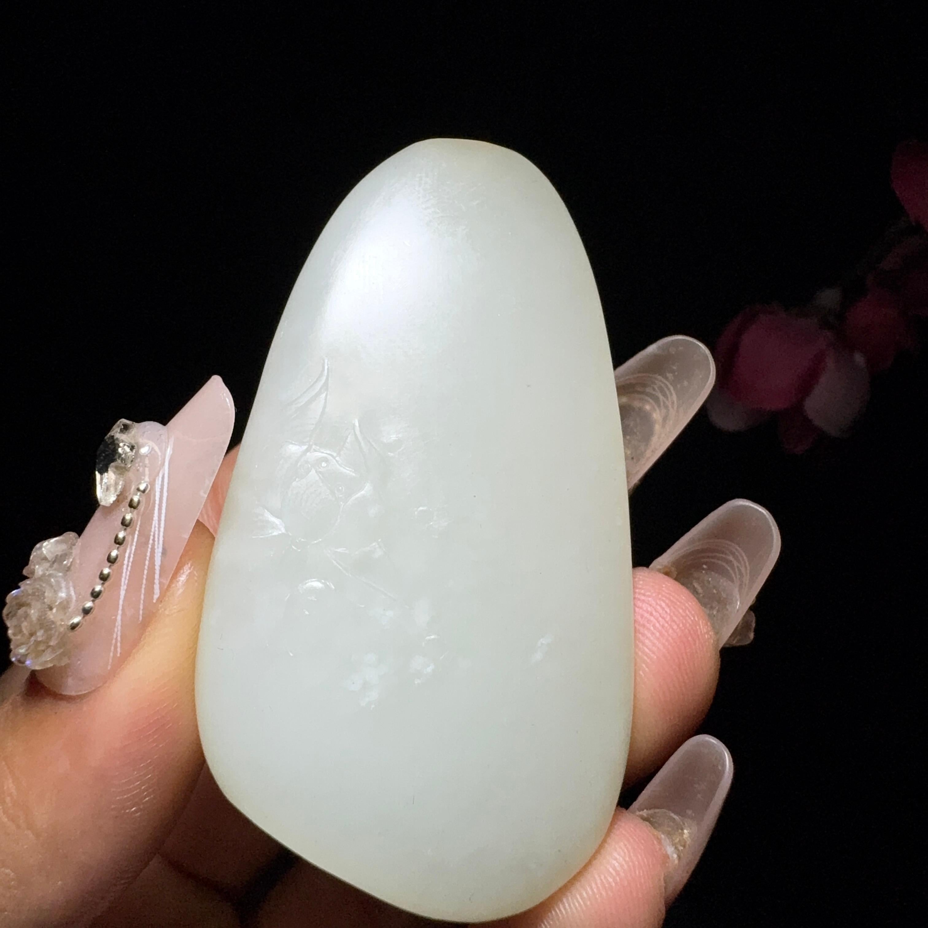 和田玉籽料莲花观音（39.1g）