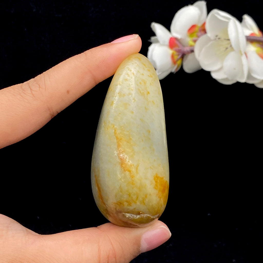 和田玉洒金皮青花底籽料手把件（122.2g）