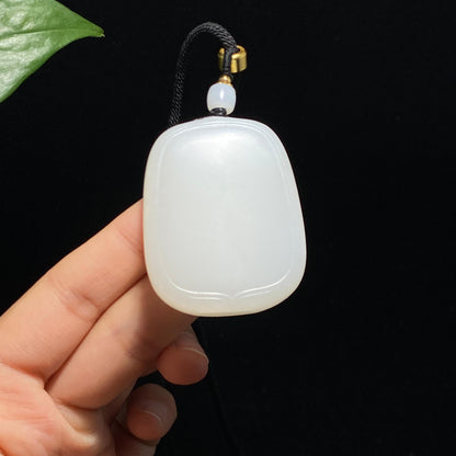 和田玉羊脂白平安无事牌（44.4g）