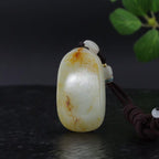 和田玉白玉洒金皮无事牌挂件（58.4g）