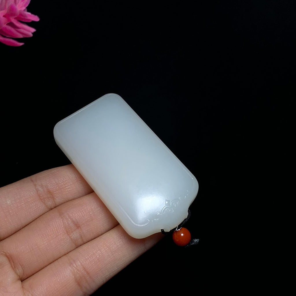 和田黑山料白玉平安无事牌（53.2g）