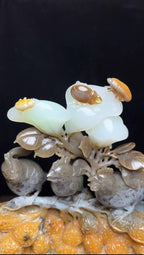 和田玉五色特色料带翠连升三级（922.0g）